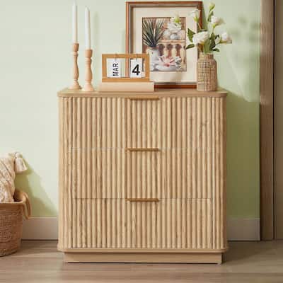 3 Drawers Storage Cabinet with Curved Wave Design