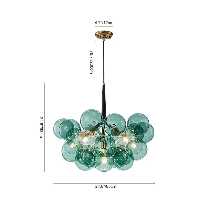 Glam Art Deco Cluster Glass Globe Green Bubble Chandelier