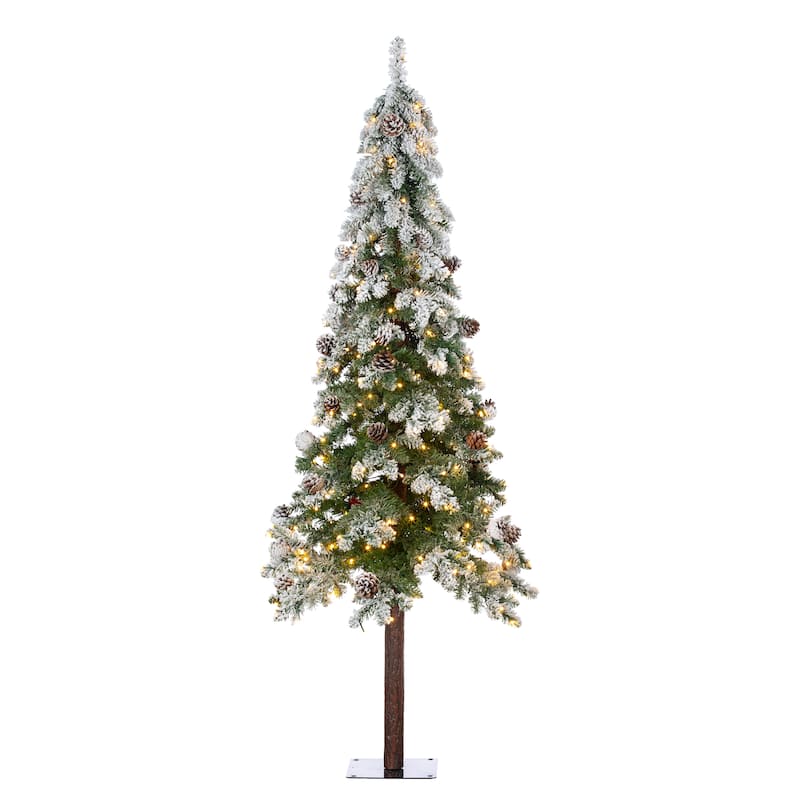 6 Foot Flocked Frosted Alpine Tree - N/A