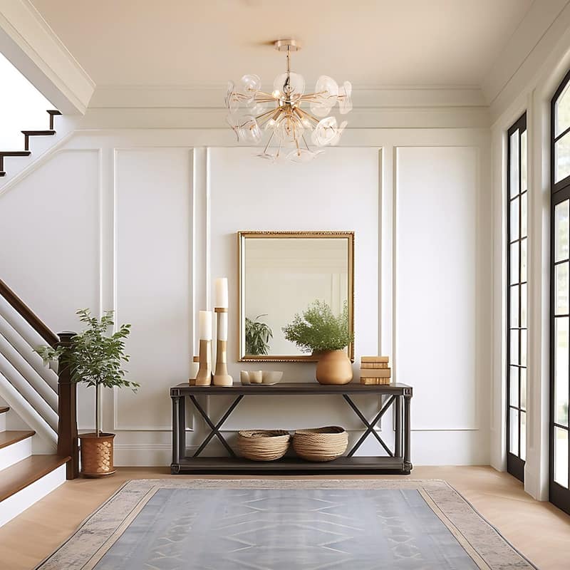 Arvill 4-Lights Modern Firework Starburst Glass Semi-Flush Mount in Gold