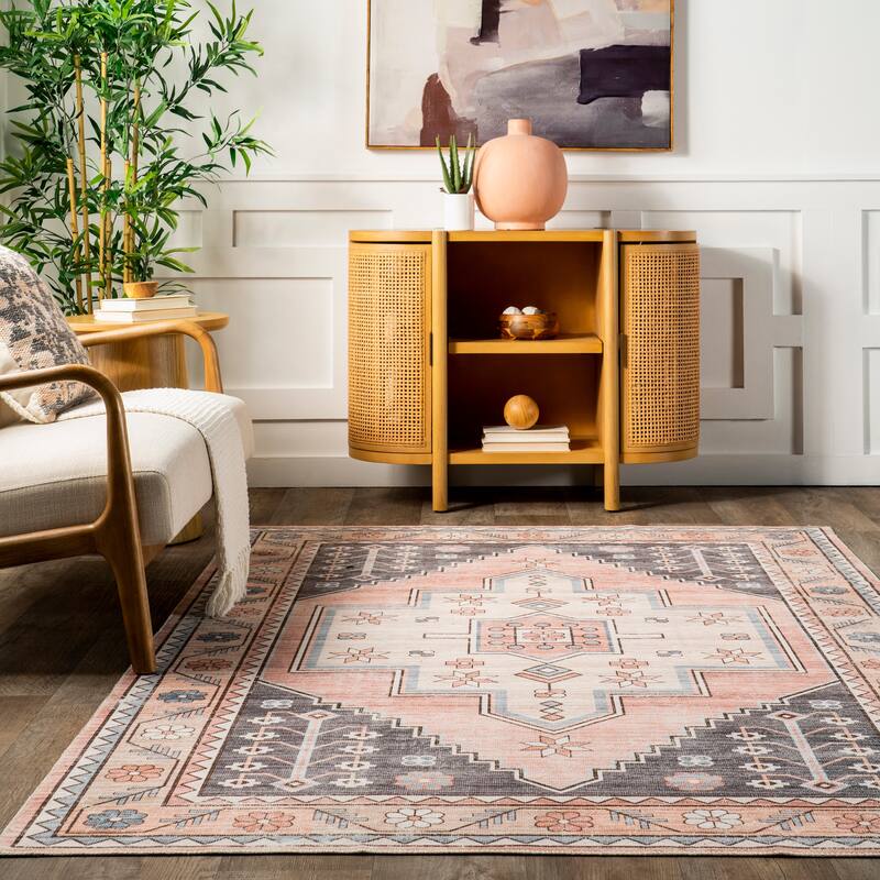 Nuloom Catreena SpinClean Transitional Floral Machine Washable Area Rug