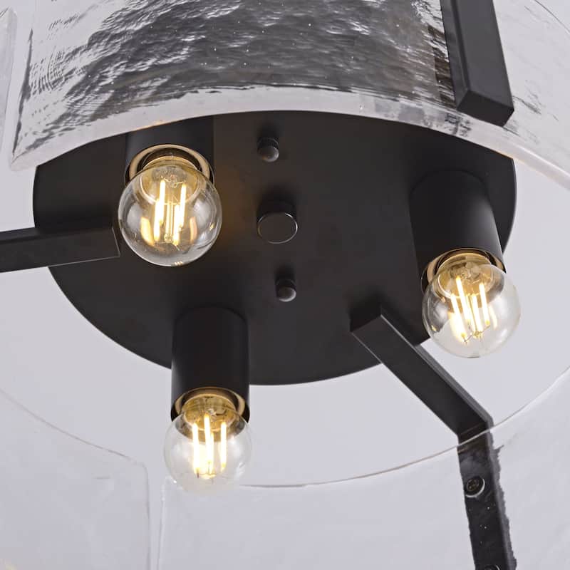Laia Round 3-Light Textured Glass Panels Flush Mount