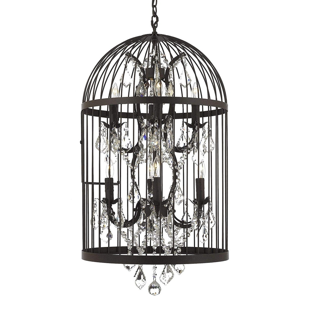 8 Light Castile Birdcage Chandelier Lighting Rust Finish Pendant 39" - Chandeliers For Bedrooms by Overstock.com