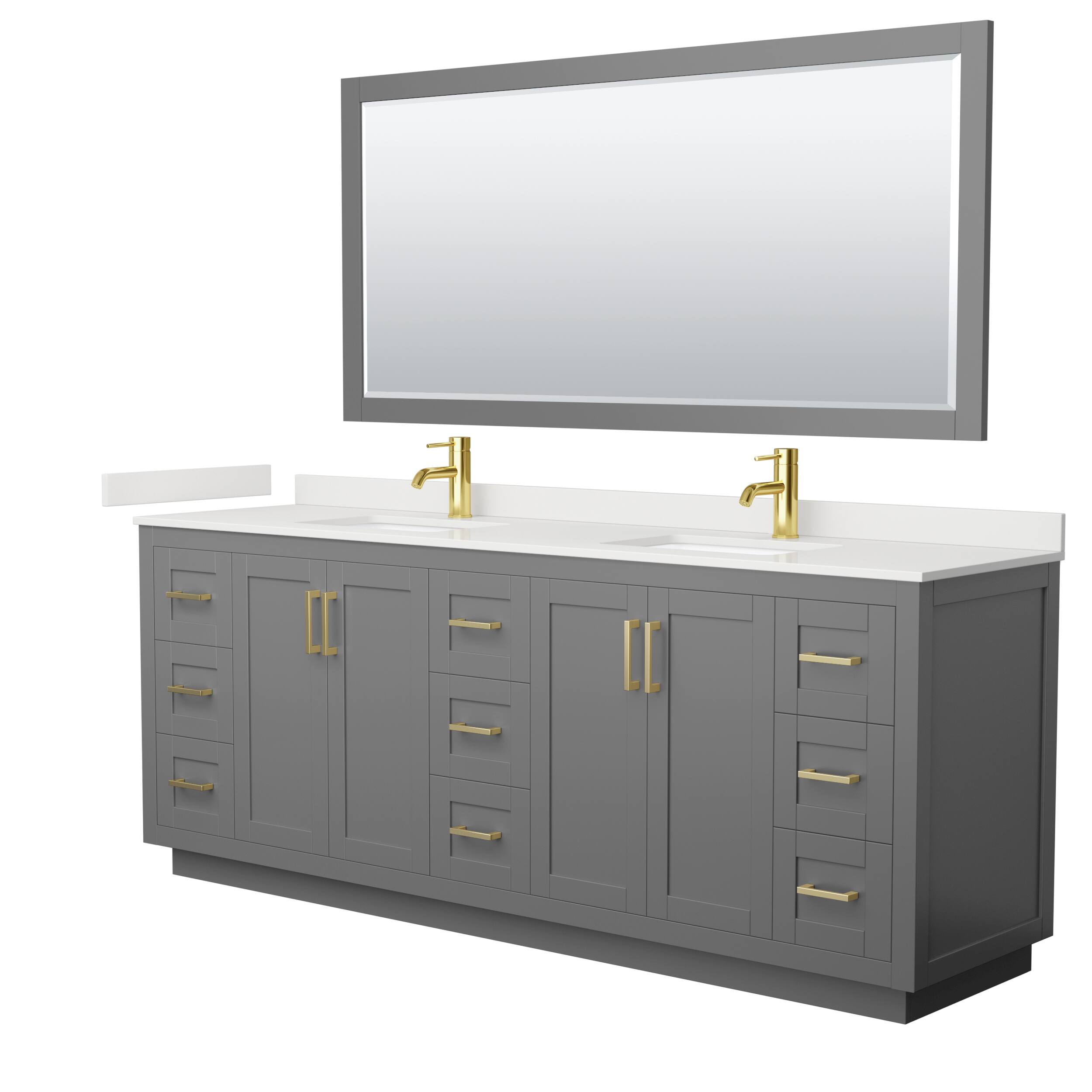 Option Dark Gray, Gold Trim, White Quartz Top