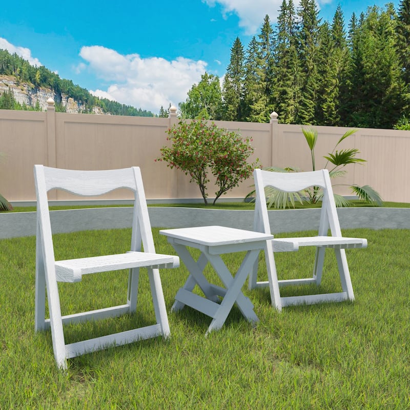 Outdoor Bistro Set Foldable Small Table and Chair Set - White
