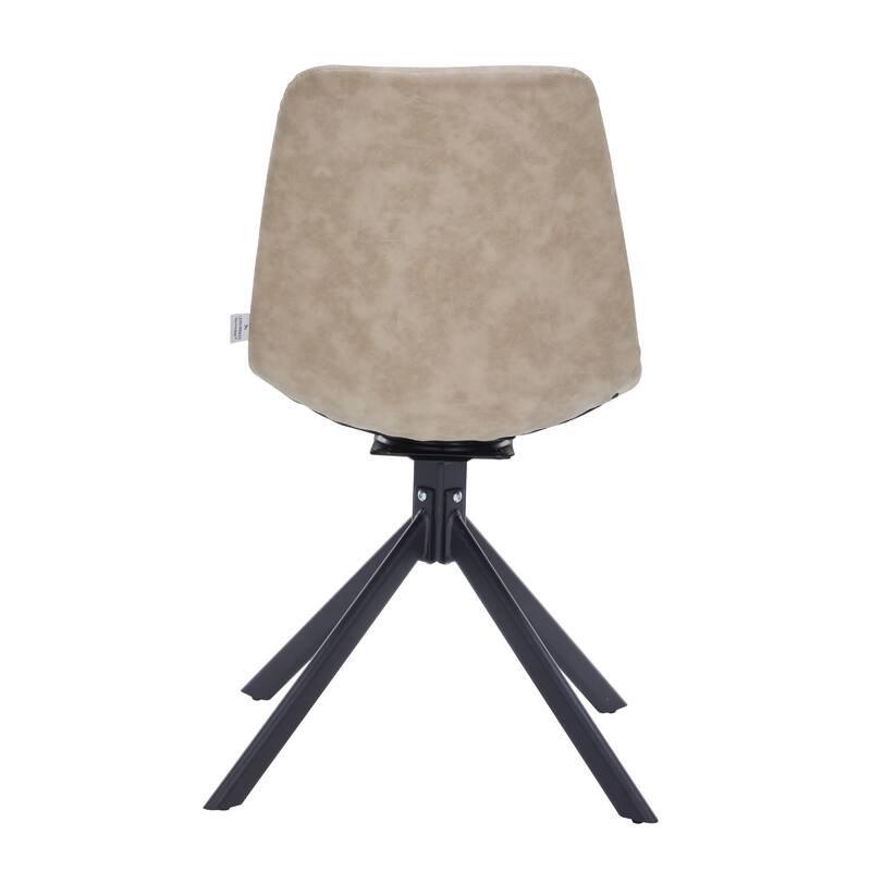 Markley Leather Dining Chair 360 Degree Swivel with Iron legs Modern Accent Side Chair Set of 2