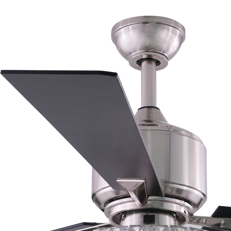 Clara 52 In. Nickel Ceiling Fan with Crystal LED Light Kit and Remote - 52-in W x 17-in H x 52-in D