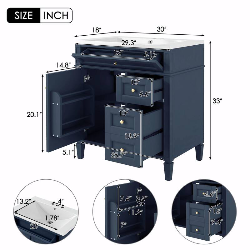 30'' Bathroom Vanity Set with Mirror Cabinet