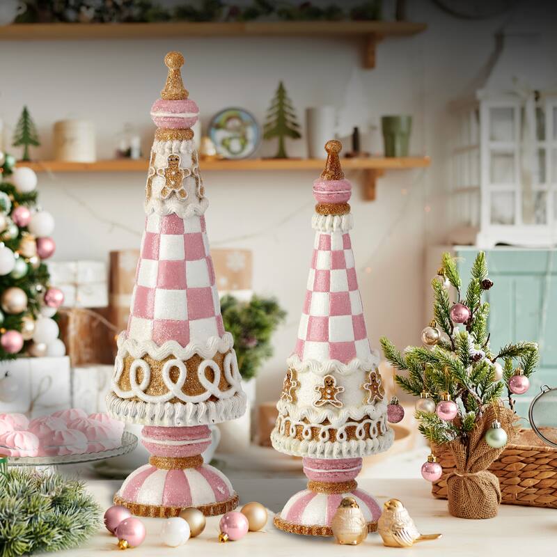 11.5-13" Resin Sweets Gingerbread Trees Set of 2