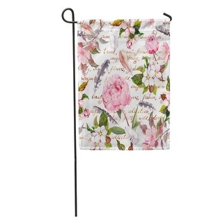 Overstock Pink Peony Flowers Sakura Feathers Vintage Floral Pattern Letter Watercolor Garden Flag Decorative Flag House Banner All Seasons From Overstock Com Daily Mail