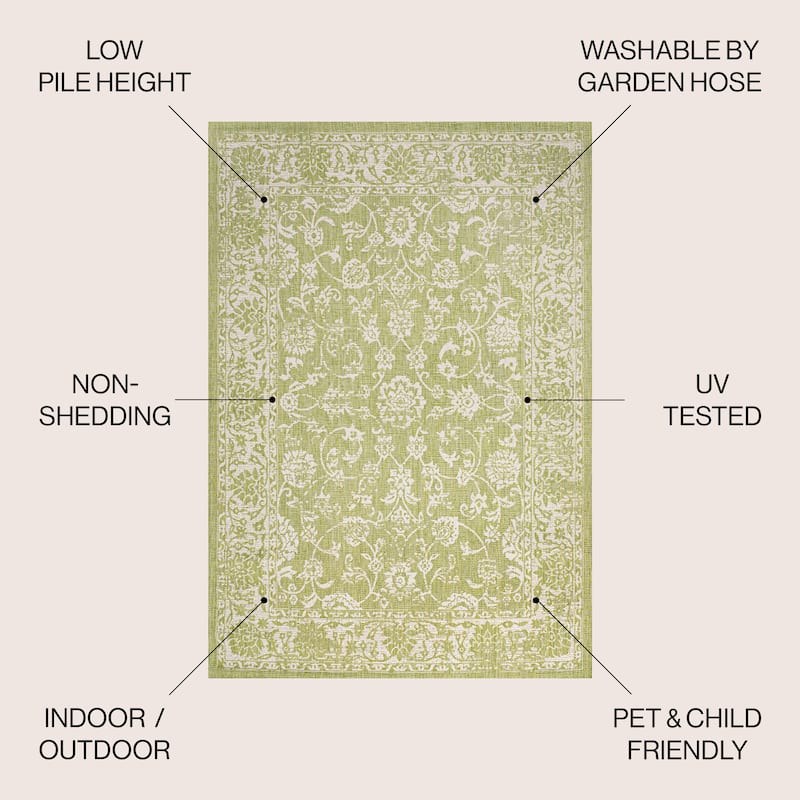 JONATHAN Y Sinjuri Bohemian Textured Weave Floral Indoor/Outdoor Area Rug