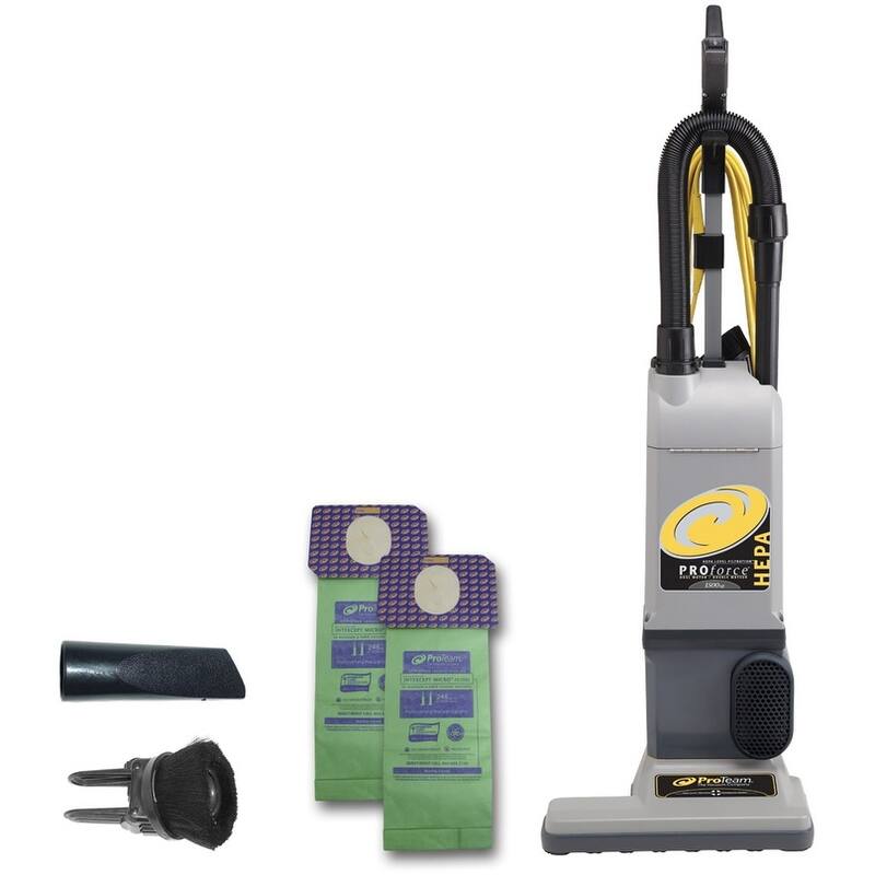 ProTeam 3.25 Quart ProForce 15 Inch Wide Upright Vacuum with On-Board - Black