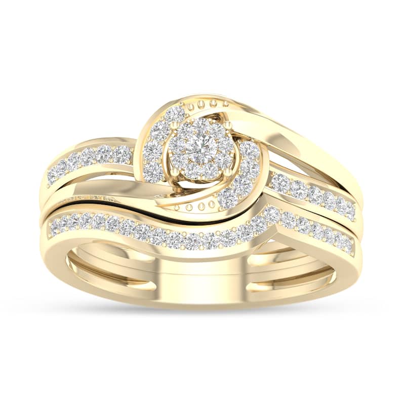 1/3ct TDW Diamond Bypass Bridal Set in 10K Gold for Women - Yellow - 6