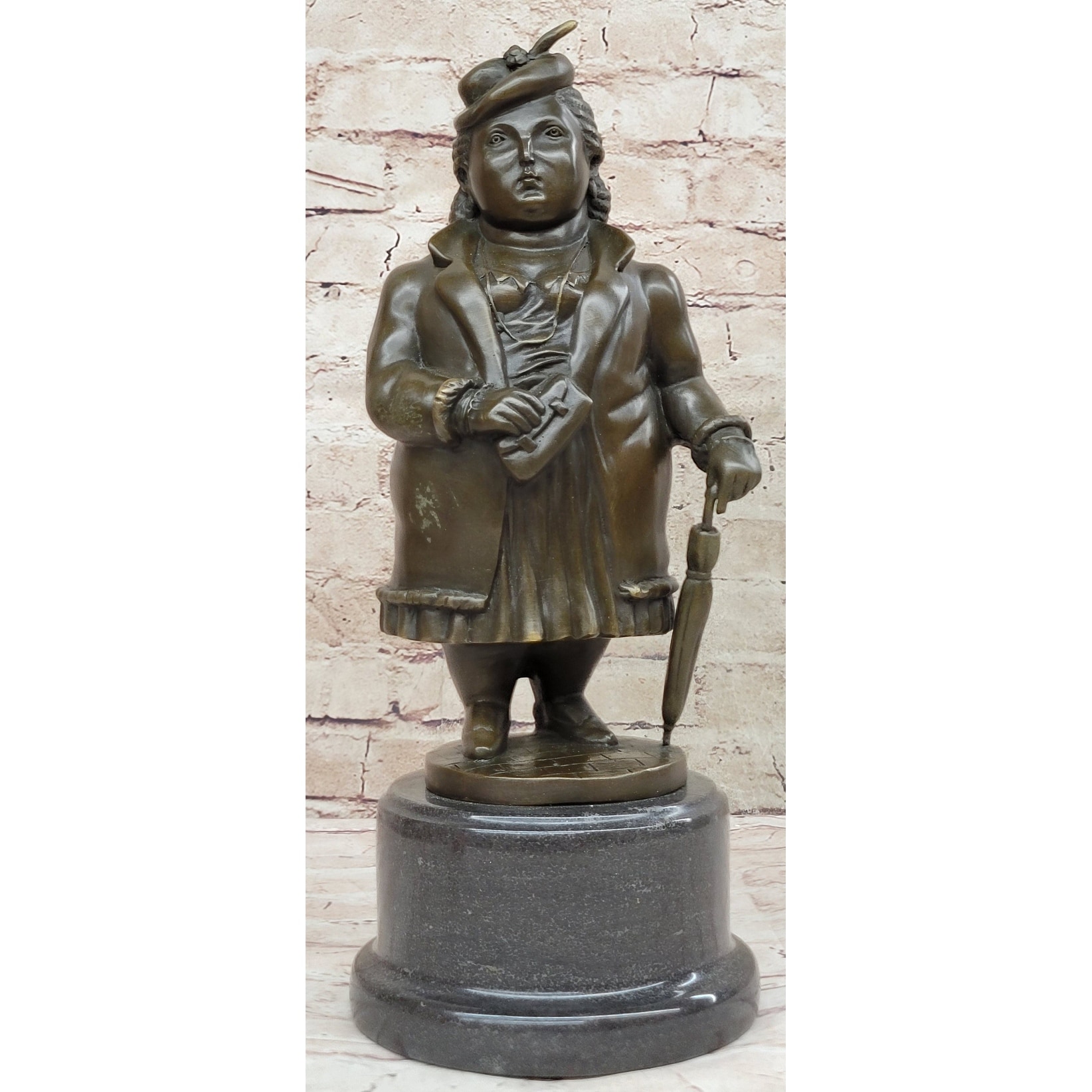Woman With Umbrella Abstract Bronze Sculpture Statue Art Fernando Botero