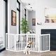 preview thumbnail 7 of 11, 4-Panel Modern Indoor Foldable Dog Gate - 73x24-Inch MDF Freestanding Pet Fence White