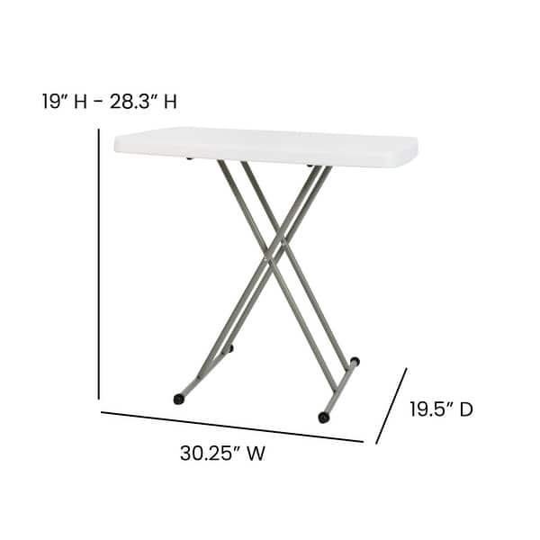 Height Adjustable Plastic Folding TV Tray/Laptop Table in Granite White