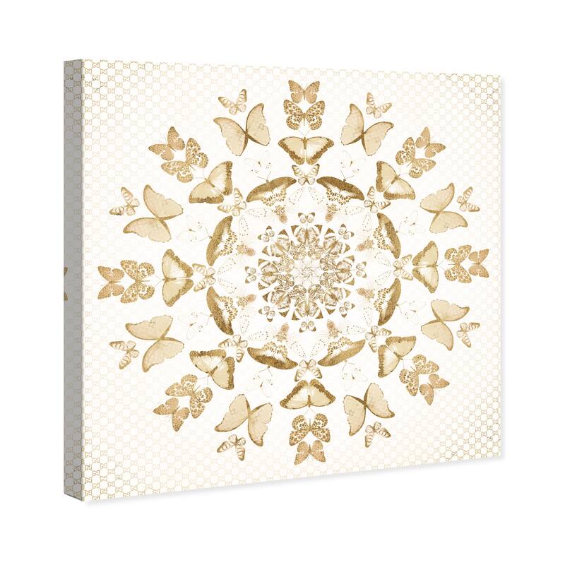 Wynwood Studio Canvas Fashion and Glam Fluttering Wings Mandala Gold and Metallic Gold Glam Wall Art Canvas Print