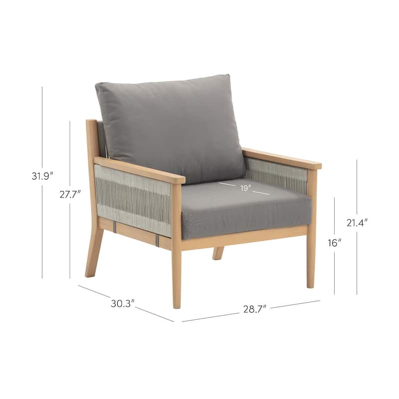 Kayden Bohemian Wooden Upholstered Armchair with Removable Cushion Covers and Solid Acacia Wood Frame