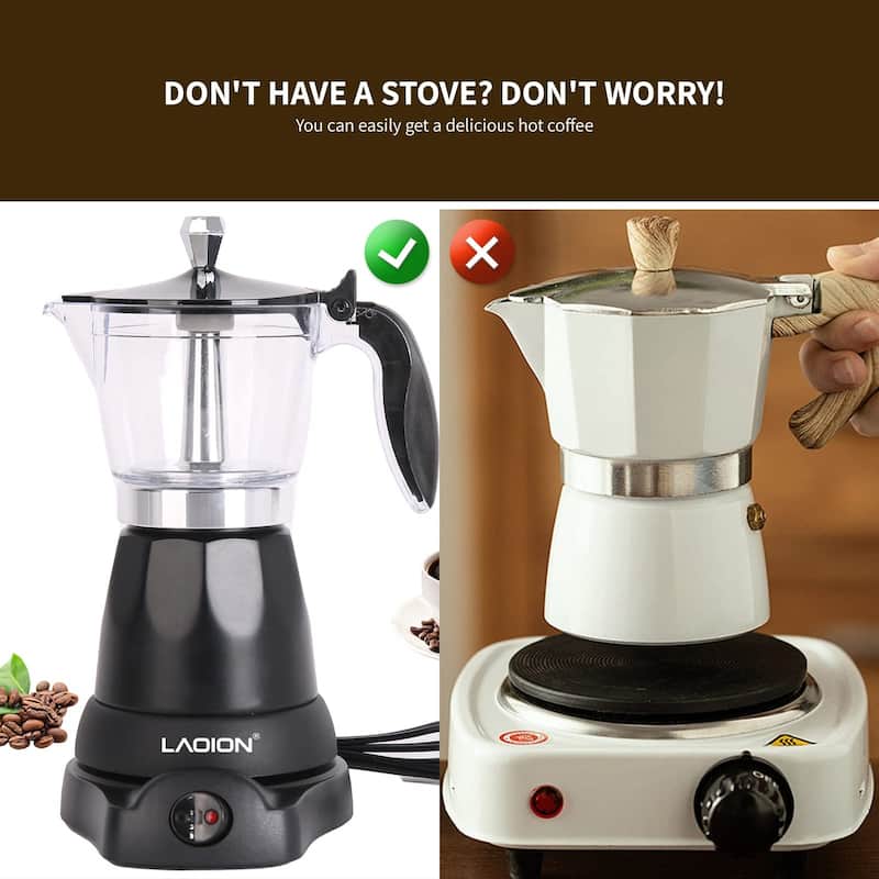 Stovetop Espresso Maker 6-Cup 300ml Electric Espresso Coffee Maker