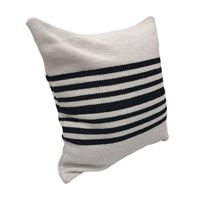 22" Black and White Bold Striped Square Throw Pillow