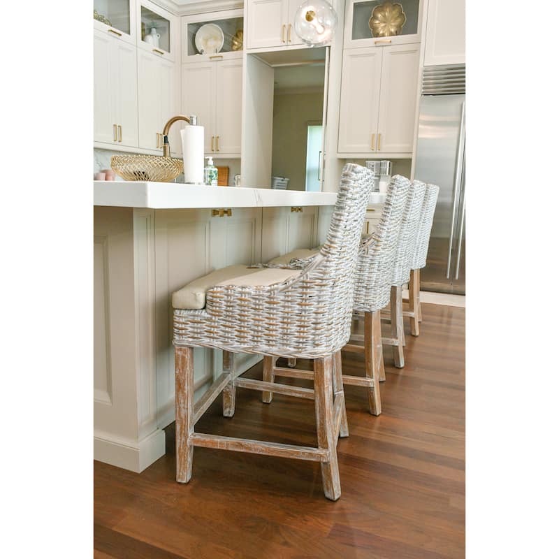 Alfresco Counter Stool Kuba Weave Savannah Wash 23.50 inch seat height