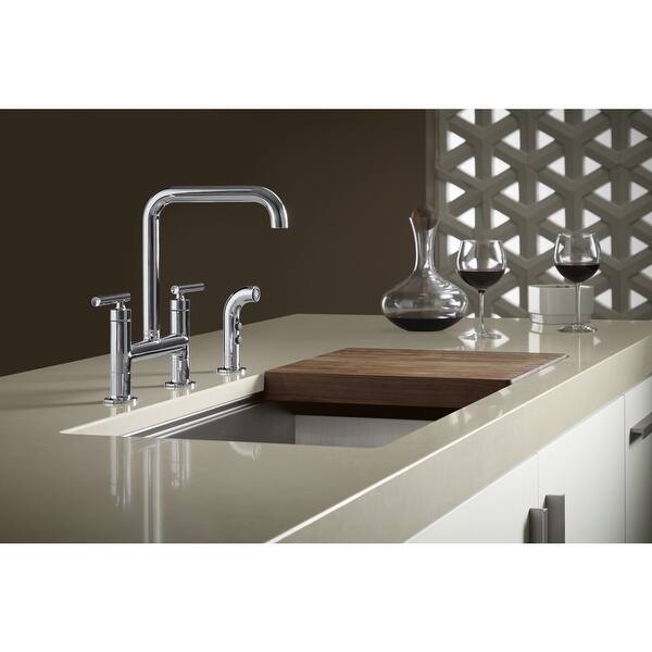 Shop Kohler K 7548 4 Purist Double Handle Bridge Kitchen Faucet