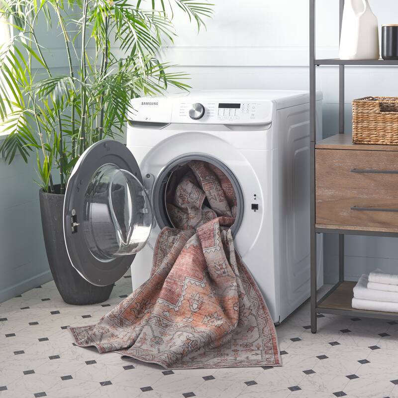 SAFAVIEH Arizona Revital Machine Washable Slip Resistant Rug - 2'6" x 8' Runner - Rust/Light Brown