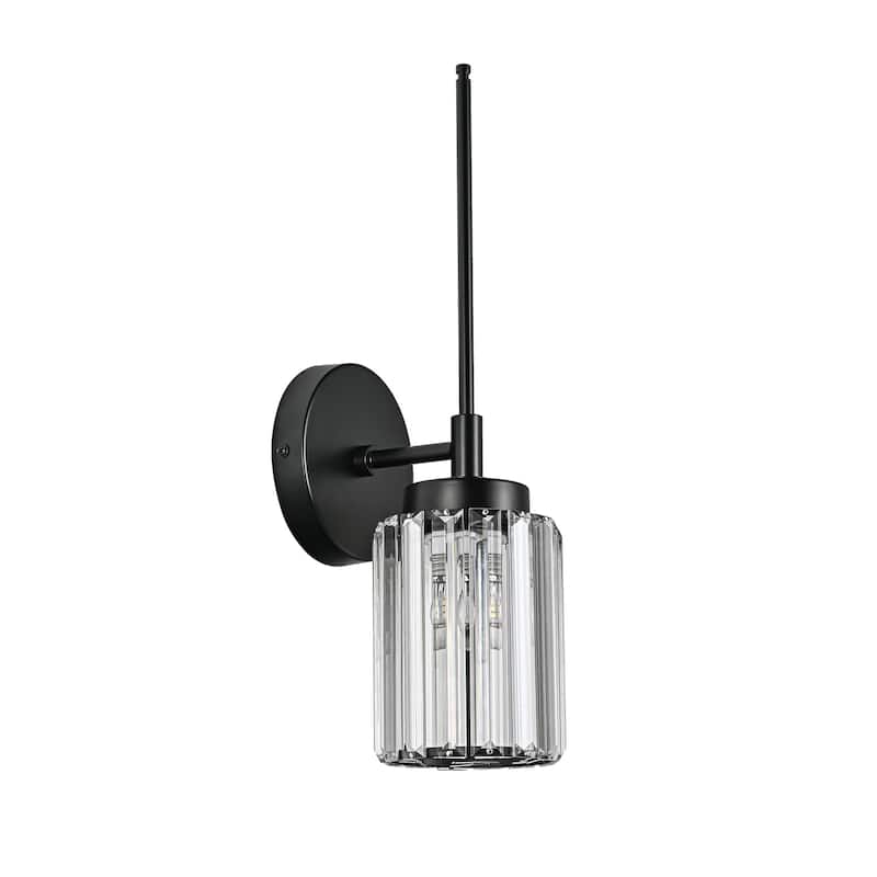 Modern Black 1/2/3/4/5-Light Bathroom Crystal Vanity Light Wall Sconces