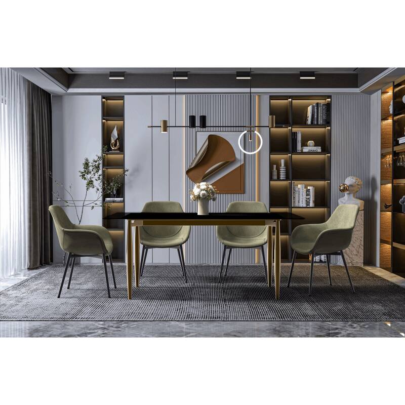 Zinti Rectangular Dining Table with Sintered Stone/Glass Top and Steel Legs