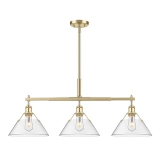 Yep by Golden Lighting Orwell 3-light Island Light in Brushed Champagne Brass and Clear Glass - Gold