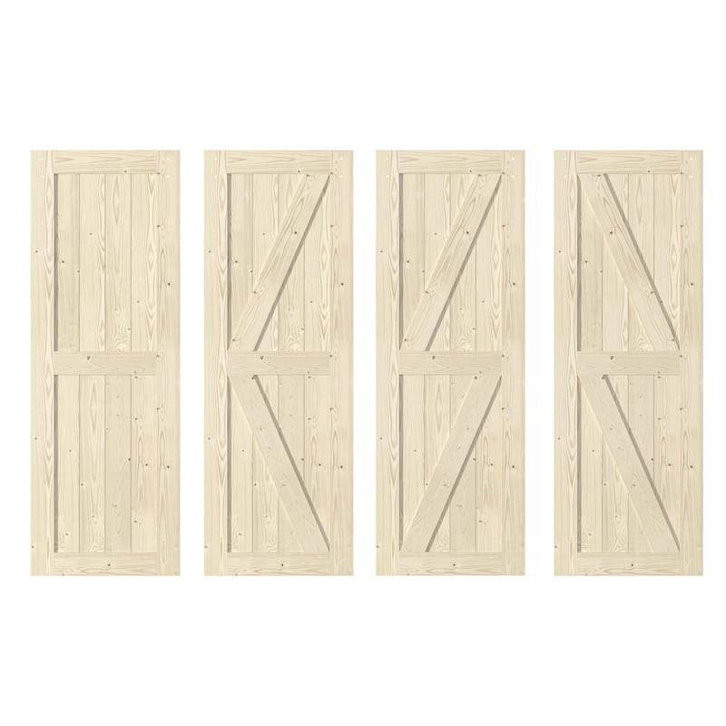 Coast Sequoia 30in./32in./36in./42in./48in. x 84in. K Series Knotty Wood Sliding Barn Door With Hardware Kit - Unfinished
