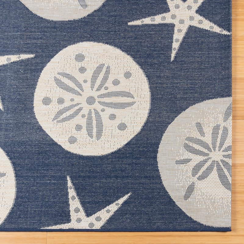Gertmenian Solterra Nautical Coastal Tropical Weather Resistant Polypropylene Flatweave Indoor/ Outdoor Area Rug Collection