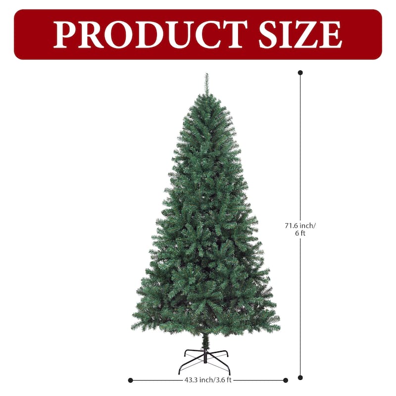 6FT/7.5FT Artificial Pine Christmas Tree with Durable Metal Stand, - 6 Foot - Green-6ft