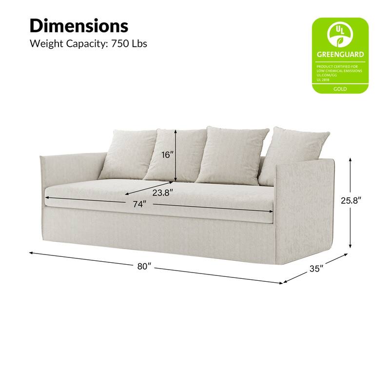 Gottfried 80" Slipcovered Sofa with Two Slipcovers by HULALA HOME