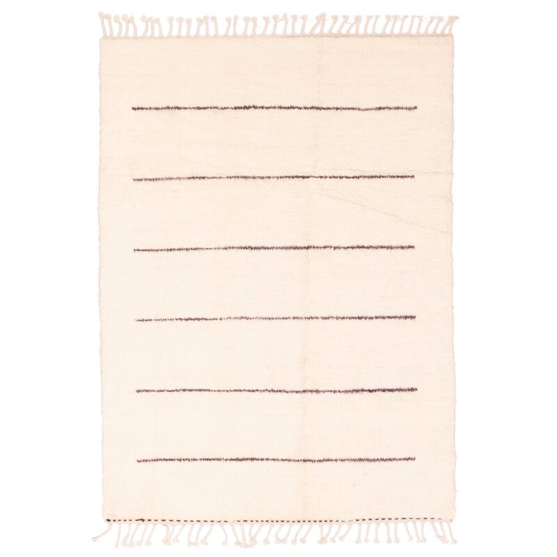 ECARPETGALLERY Hand-knotted Pak Finest Marrakesh Cream Wool Rug - 4'3 x 5'8