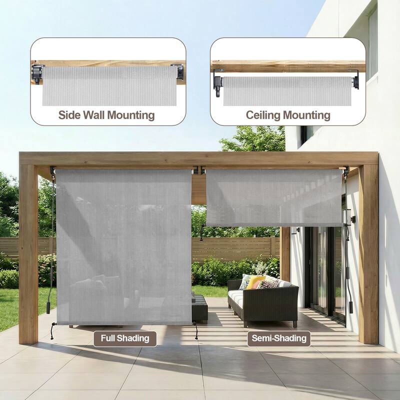 Aoodor Patio HDPE Fabric Roller Shade