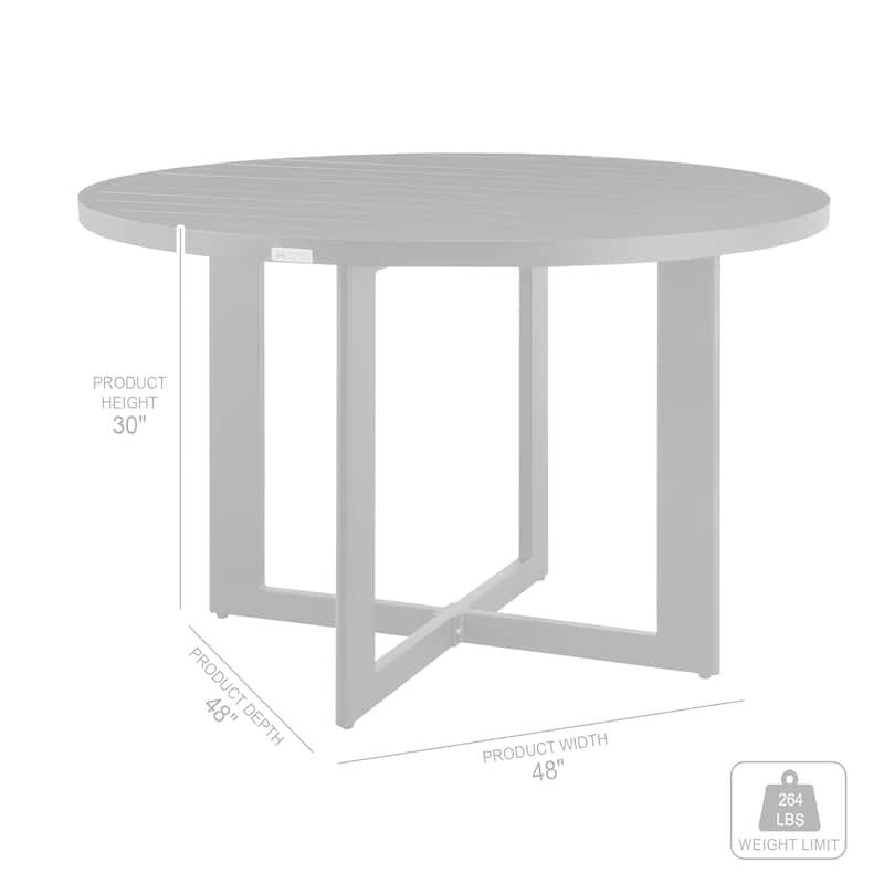 Cayman Outdoor Patio 5-Piece Round Dining Table Set in Aluminum with Grey Cushions