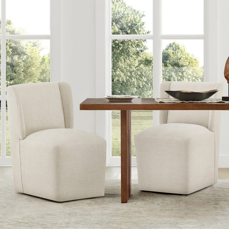 Spruce & Spring Iris Modern Upholstered Fabric Dining Chair with Casters