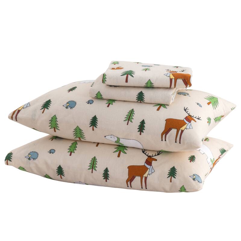 Linery & Co. Winter Turkish Cotton Double-Brushed Flannel Bed Sheet Set