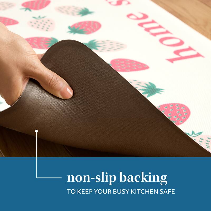 SUR LA TABLE KITCHEN ESSENTIALS Home Sweet Home Quirky Strawberries Fruit Anti Fatigue Comfort Mat, Kitchen Mat