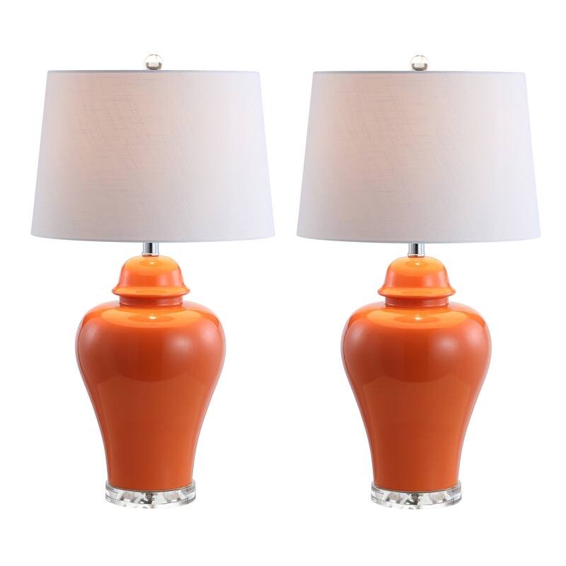 Bowen 27" Ceramic Urn LED Table Lamp, Grey (Set of 2) by JONATHAN Y