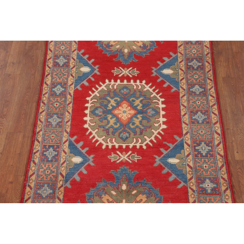 Red Kazak Accent Rug Hand-Knotted Wool Carpet - 3'4" x 5'1"