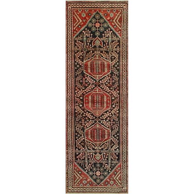 Fine Vintage Distressed Avalynn Charcoal/Ivory Runner - 3'2" x 10'1"