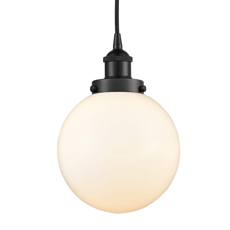 Innovations Lighting 616-1PH-12-8 Beacon Pendant Beacon 8" Wide Mini - Matte Black / Matte White