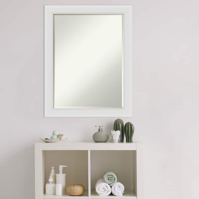 Petite Bevel Bathroom Wall Mirror - Flair Polished Nickel Frame - 22 x 28 in
