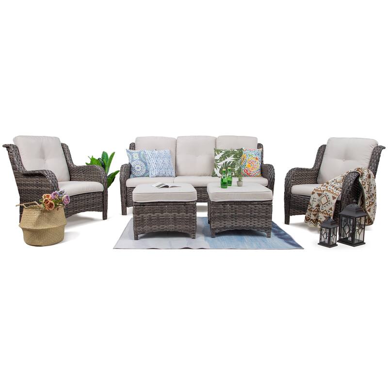 Cozywor 5-Piece Wicker Outdoor Patio Conversation Set