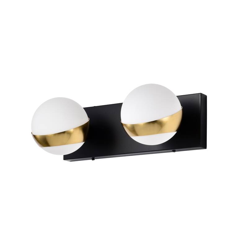Duo 14 Inch Gold Finish Orb Opaque Glass Wall Sconces 2 Light
