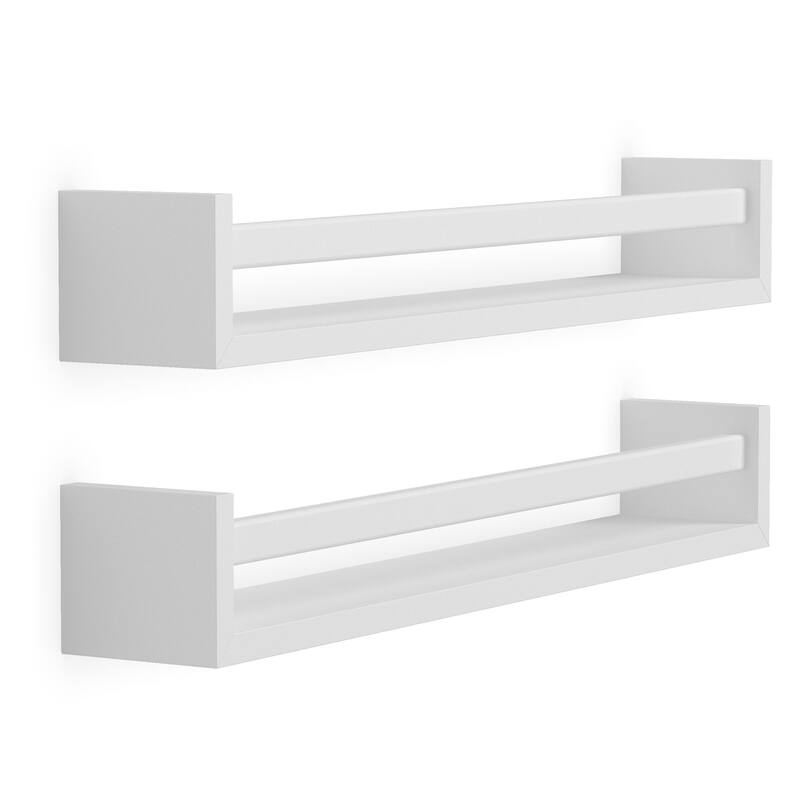 Wallniture Utah 24" Wood Floating Shelves for Wall, White, Set of 2