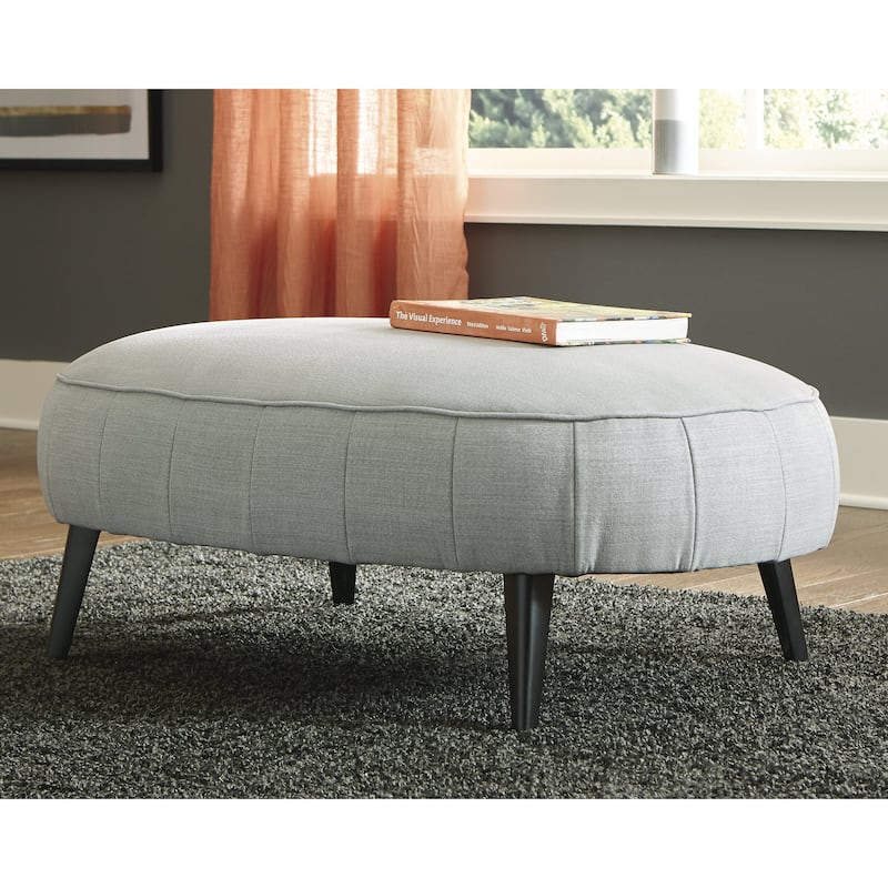 Signature Design by Ashley Hollyann Mid-Century Modern Gray Oversized Ottoman - 41"W x 27"D x 16"H - Grey