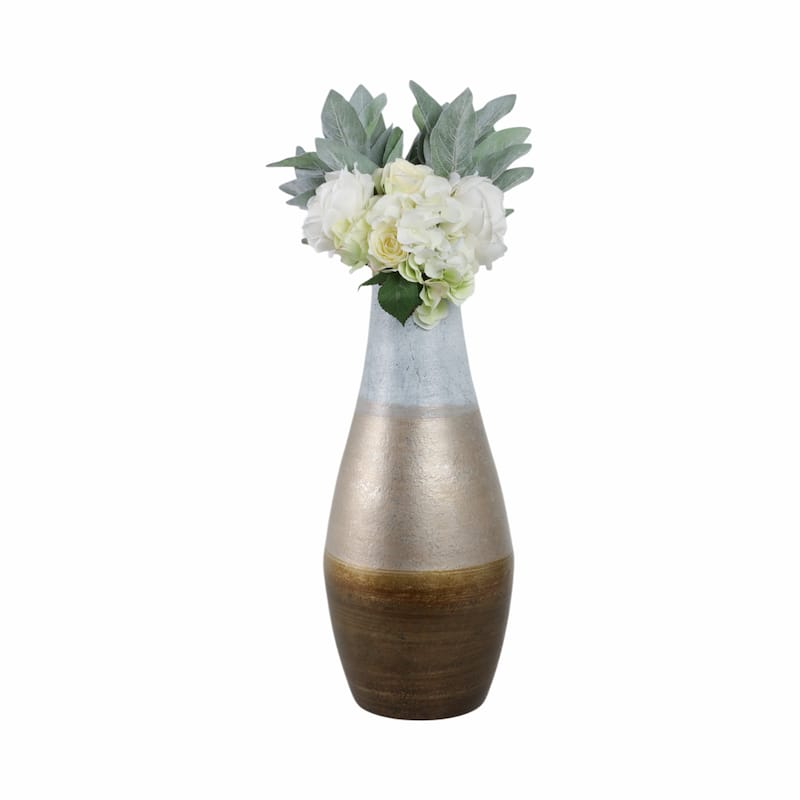 Glass Vase in Boho Style with Tapered Neck and Textured Finish